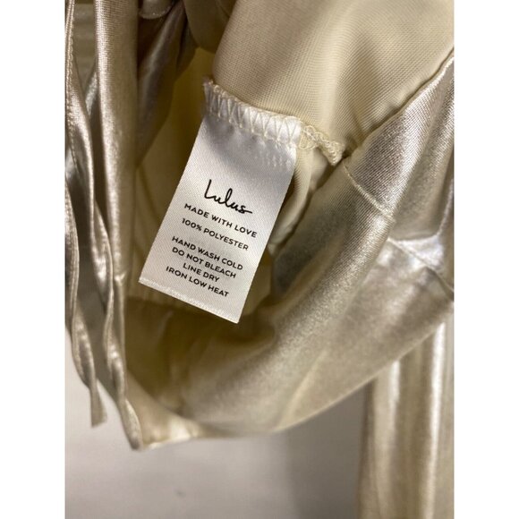 Lulu's Gold Long Sleeve Crop Blouse with Mandarin Collar - Picture 4 of 5